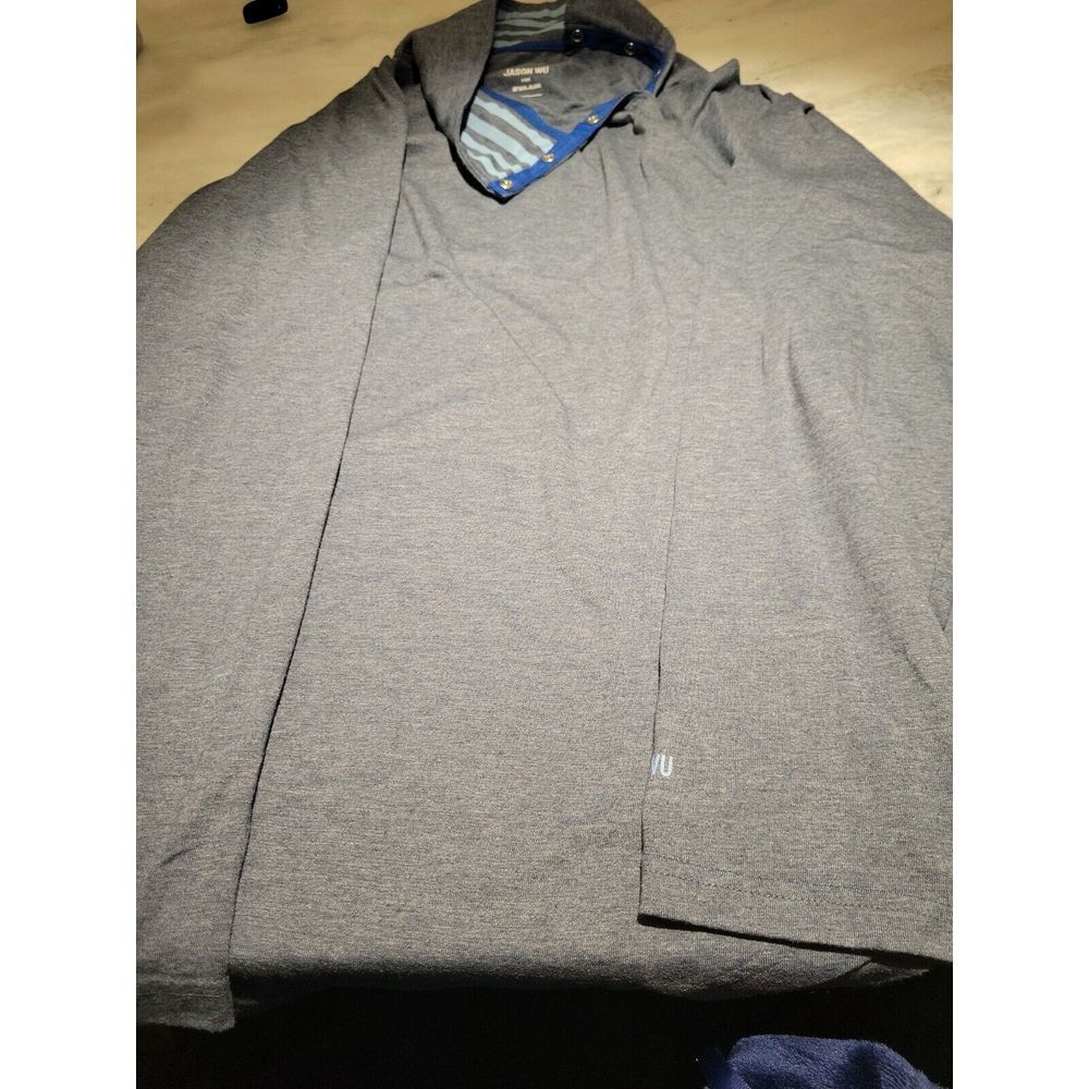 Jason Wu For Eva Air Pajama Top Pullover Shirt Fold Down Collar Stripe Trim M‎